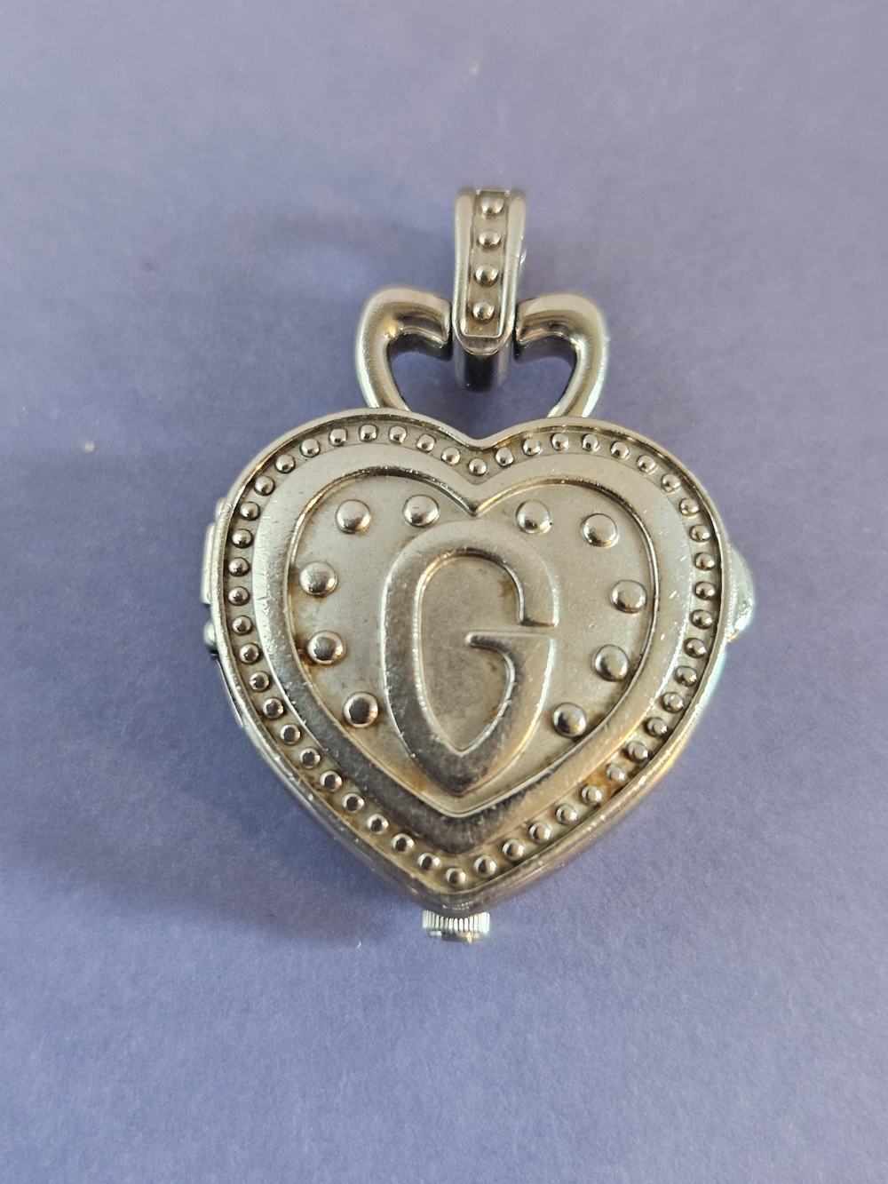 Guess Y2K 2009 Silver Heart Locket Watch Pendant